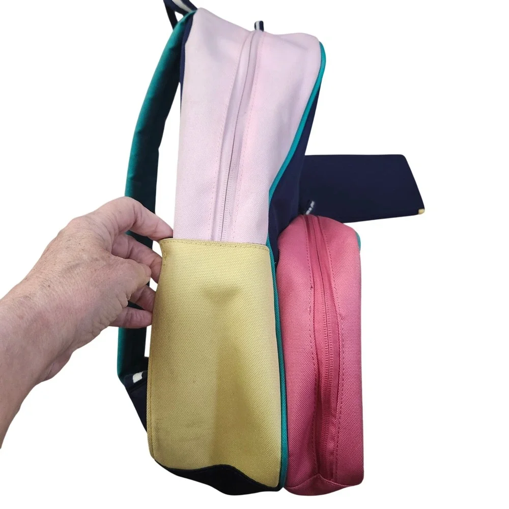 Polo Ralph Lauren Colorblock Backpack Navy Pink Yellow Teal with Pouch Designer